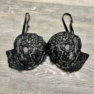 Victorias Secret Dream Angels black & white lace push up bra 34B 💎💎